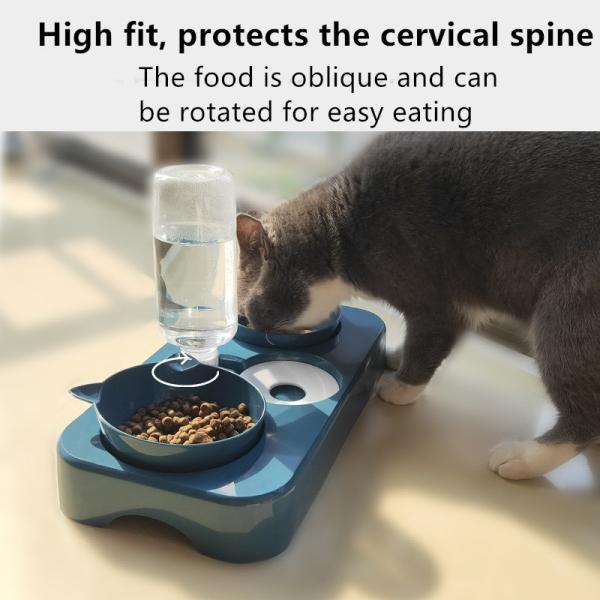 Pet Double Bowl Anti-Wet Mouth Neck Guard Dog Food Bowl Multi-Purpose Automatic Drinking Bowl