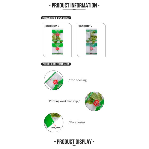 PET/CPP Composite Fresh Vegetable Packaging Bags Bopp Fruit Plastic Bags with Custom Logo