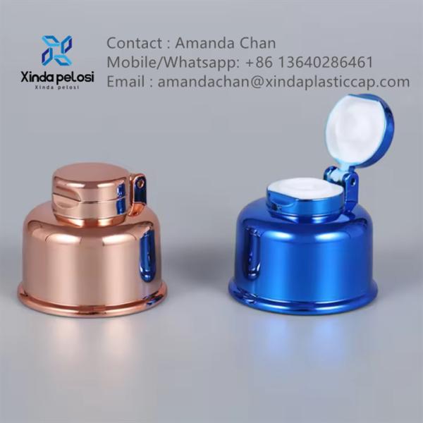 Fabricante personalizado Metallic Silver Flip Top Lid Botão de plástico Flip Top Caps