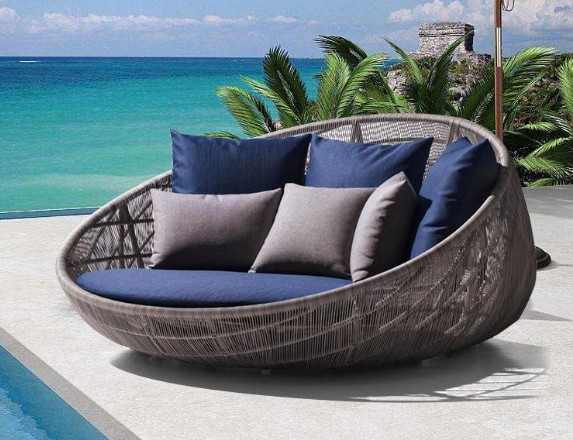 New Design PE Rattan Outdoor wicker Furniture Patio Garden Furniture Sofa Bed