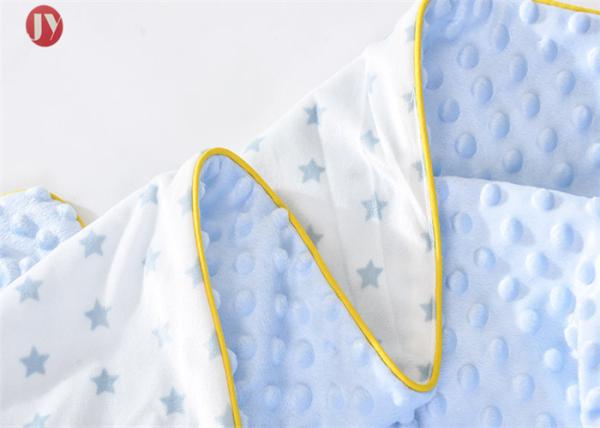 Print Cotton Bamboo Baby Blankets , Double Layer Muslin Blanket With Dot Fleece Backing