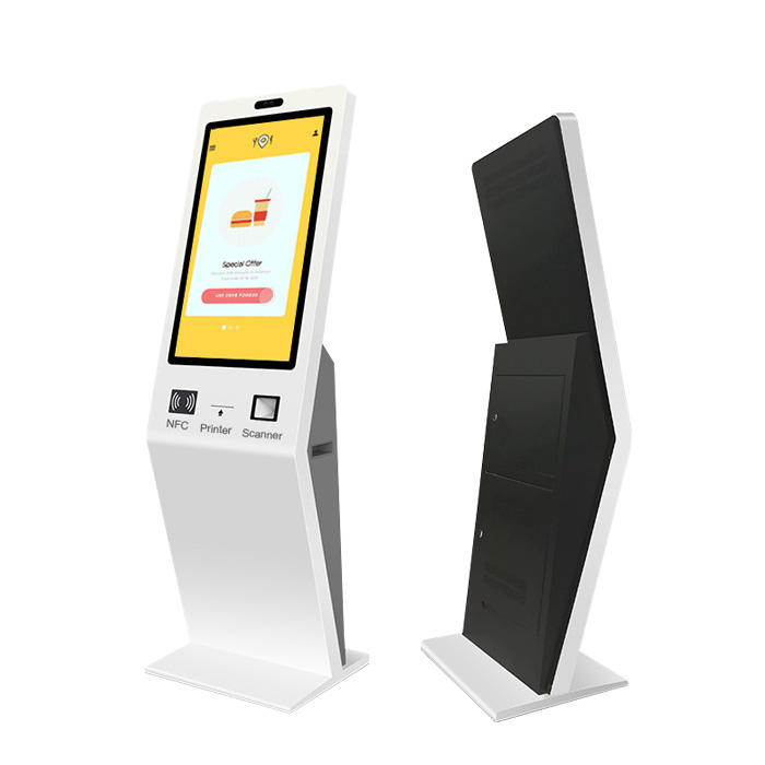 32 Inch Self Service Lottery Raffle Ticket Vending Kiosk POS Payment Terminal With QR Code Scanner And Built In Ticket Printer