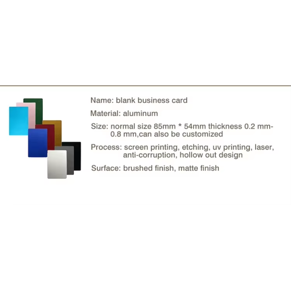 Anodized Aluminum Business Card Blank Engraving Sublimation Polished Colorful 0.2MM 0.3MM 0.8MM