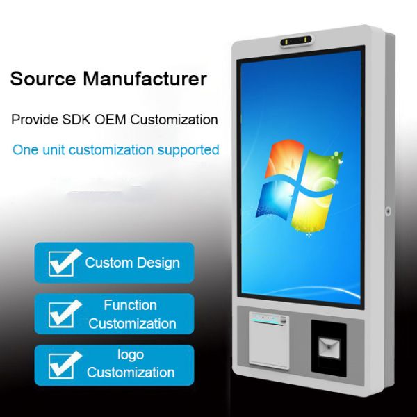 27 inch Windows Ordering Robot Manufacturer Wall Mount Touch Screen with Cashless Card Payment