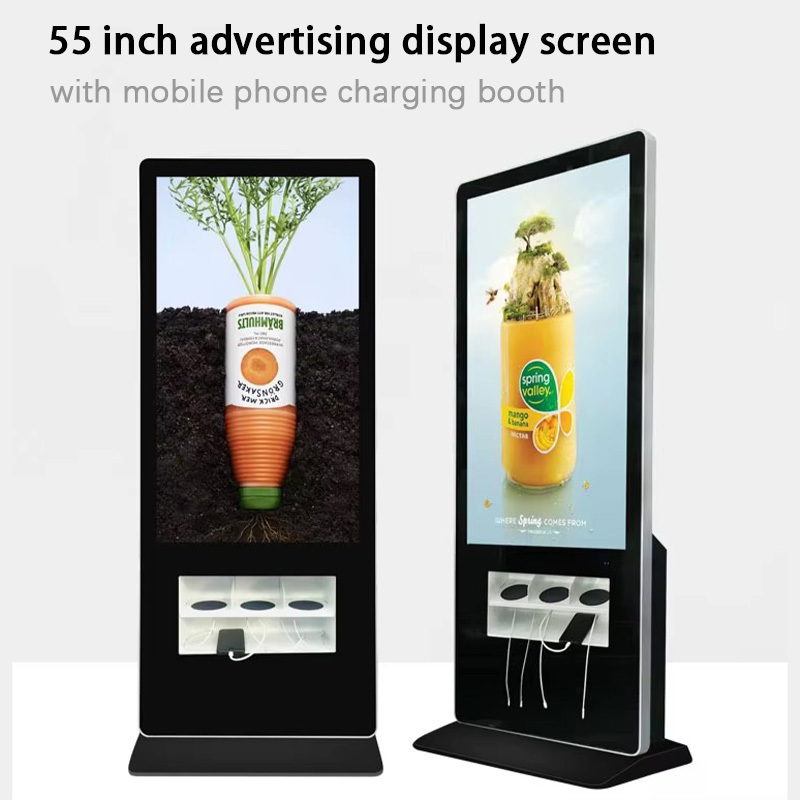55 Inch Digital Signage Kiosk with Wireless Charging Station and Industrial A+ Grade LCD Panel