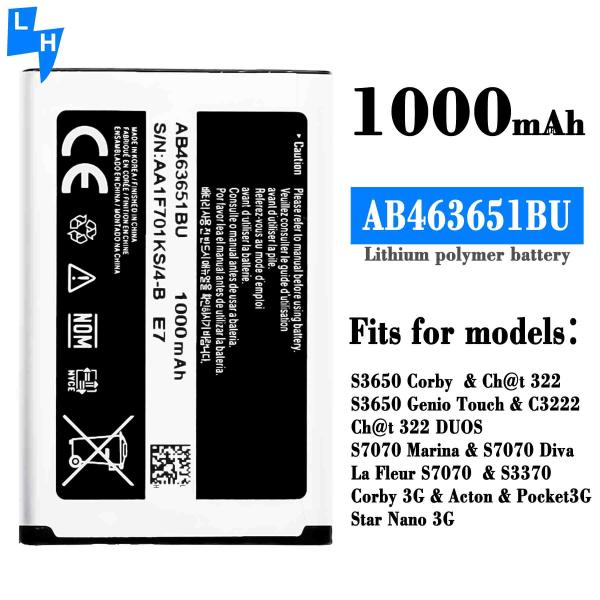 1000 мАч Белая литий-ионная батарея AB463651BU для Samsung SCH-W55 S5620I S5630C S5560C C3370 C3200 C3518 J808 F339 S
