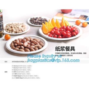 eco sugarcane pulp disposable biodegradable plate,Factory 100% Biodegradable Disposable Sugarcane Paper Raw Material Com