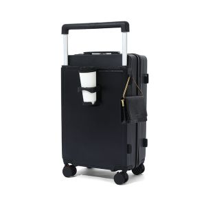 2025 blak TSA Lock suitcase 20/24/28Inch Aluminum frame luggage with 360° Wheels and Adjustable Trolley Bar good quality convenient travel