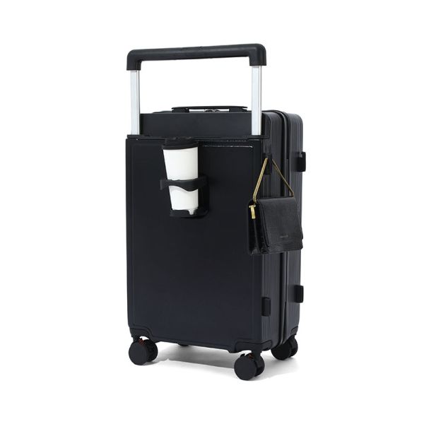 2025 blak TSA Lock suitcase 20/24/28Inch Aluminum frame luggage with 360° Wheels and Adjustable Trolley Bar good quality convenient travel