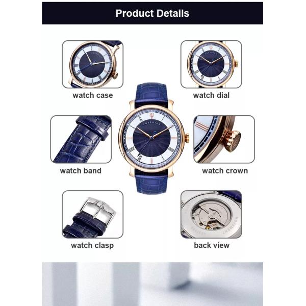 Дозоры людей случая нержавеющей стали автоматические механическая длина диапазона 75кс115ММ