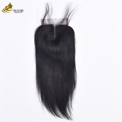 Fechamento de cabelo brasileiro reto Peça de renda fechamento e feixes 4X4