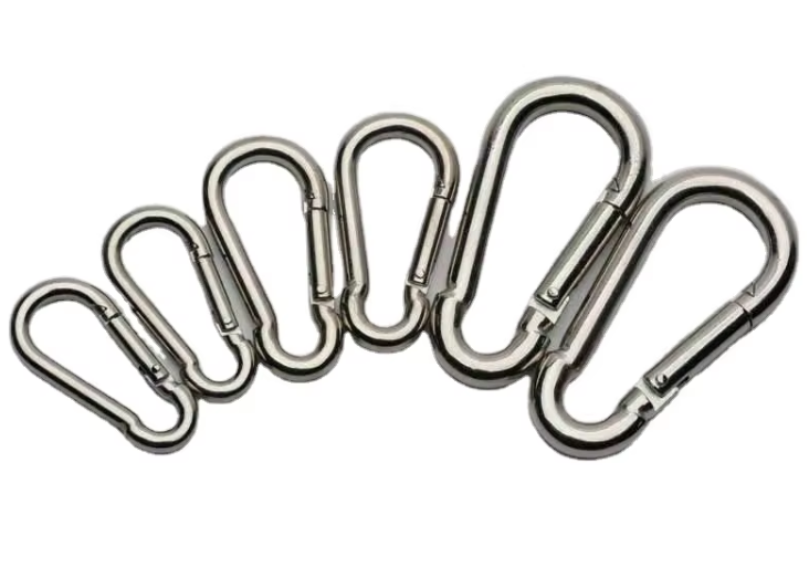 M4 M12 Stainless Steel D Shape Pet Chain Hooks Quick Connect Loops Plain Finish Insurance Mountaineering Buckles for Outdoor Use
