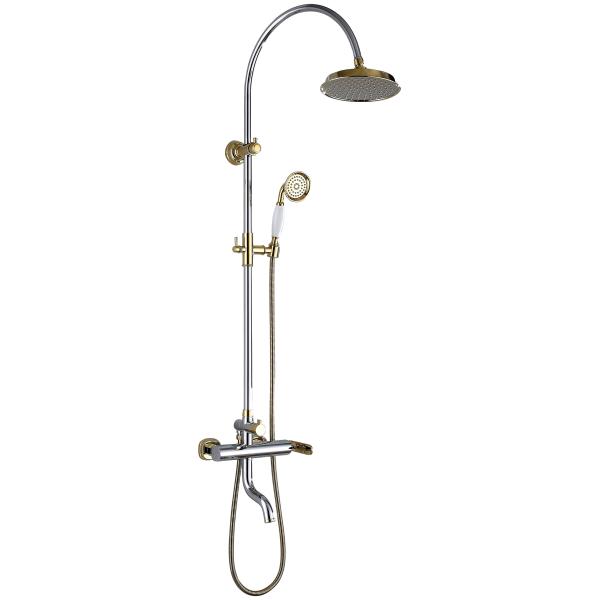Chrome Finish European Style Vintage Rain Shower Set with Adjustable Hand Shower Head