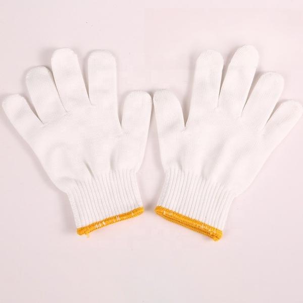 Luvas de trabalho de algodão branco profundo e resistentes à utilização, de segurança para as mãos, de malha, com peso personalizado