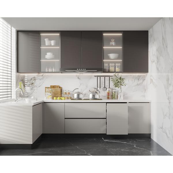 Custom Kitchen Cupboard Cabinets With Wood Panel Design And Melamine Board Doors