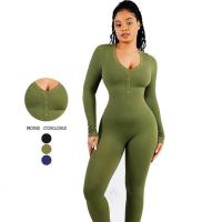 Women's Deep V Neck Jumpsuit with Tummy Control and Breathable Material in XS-3XL Sizes