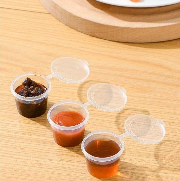 SGS Checked Competitive Disposable 1/1.5/2/3/4/5/6/8 Oz Food Grade Plastic Cup Sauce or Juice Separate PP Box with Lid
