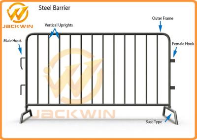 Temporary Flat Feet Galvanized Crowd Control Barrier Iron Tube Customized Size