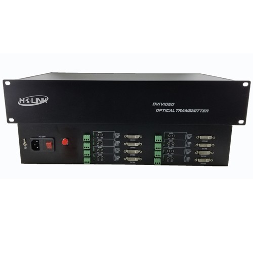 8 channel uncompressed DVI forward video to fiber converter + 8 ch  RS232+ 8 channel audio