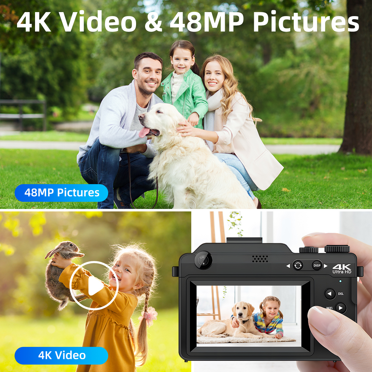 New Style 4k  Professional Photo Video Camera Dslr Camcorder Front AF Lens 48MP 18x Digital Zoom Digital Cameras for Photography