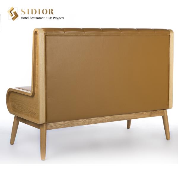 Modern Leather Restaurant Booths Solid Wood Mid Century Dining Sofa ODM