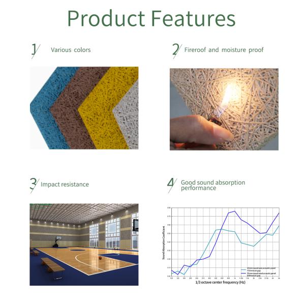 15 мм/ 20 мм/ 25 мм/ 35 мм деревянная шерсть и цементные акустические панели для поглощения звука