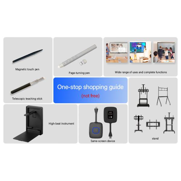 4K Screen Interactive Whiteboard with 40-50 Touch Points and Android 14 System for Schools
