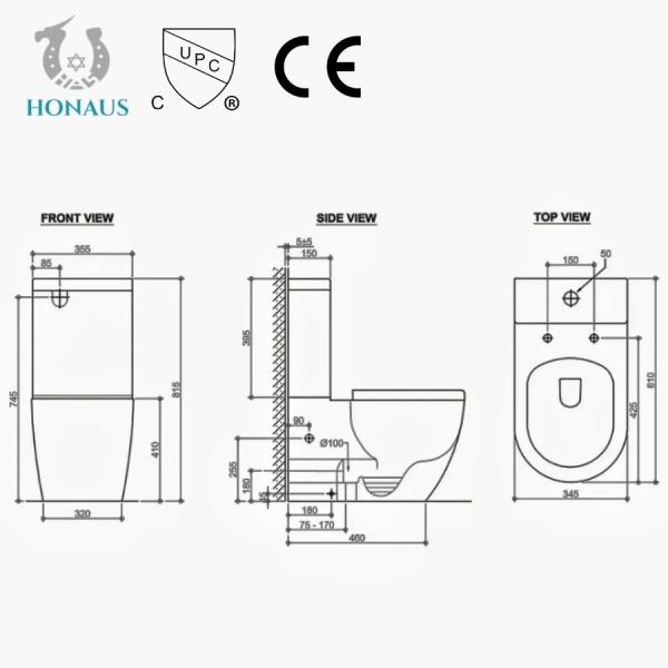 680*400*700mm Two Piece Toilet Bowl