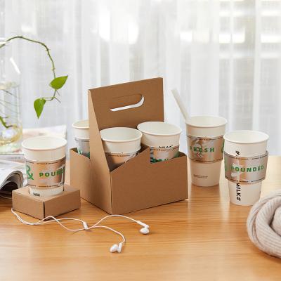 Takeaway Cup Holder Disposable Corrugated Paper Cup Holder Coffee Box Milk Tea Portable Paper Cup Holder