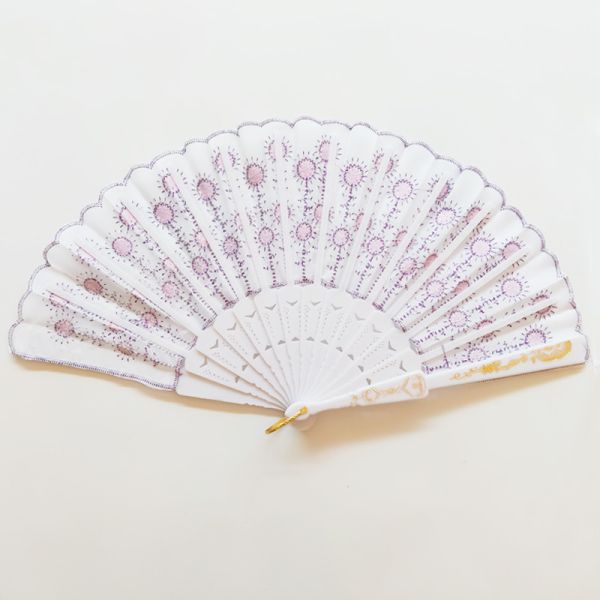 Hot Selling Foldable Hand Held Fan Black Plastic Embroidery Sequin Hand Fan