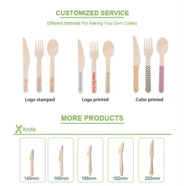 Package Size 100.00cm * 80.00cm * 60.00cm Natural Biodegradable Disposable Wooden Cutlery