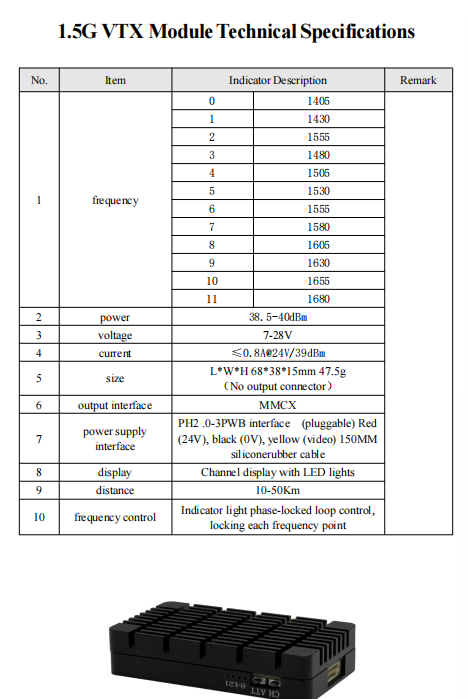 11CH Analog Video Transmitter 1.5GHz VTX 200MW-10W 1405-1680MHz