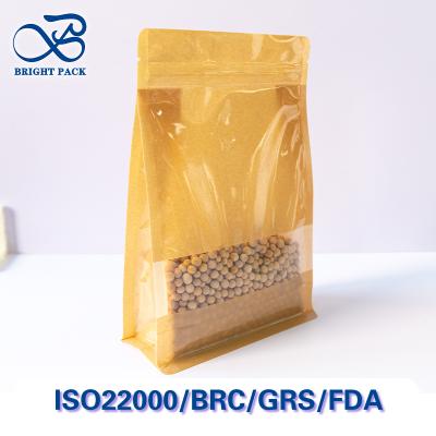 Durable Kraft Paper Bags With Visible Window For Food Packaging Greaseproof Customizable.