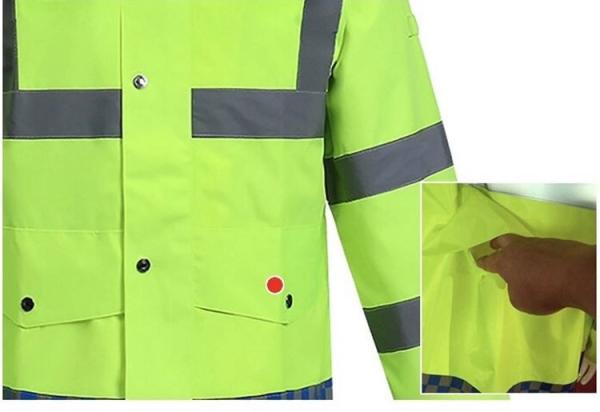 Reflective Raincoat, Classic Raincoat Waterproof Hi Vis Reflective Long Rain Jacket ANSI Class 3 Yellow, 4X-Large