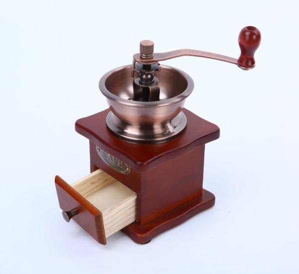 Máquina de café de mão de madeira Vintage Moinho de grãos de café Moinho ajustável para casa