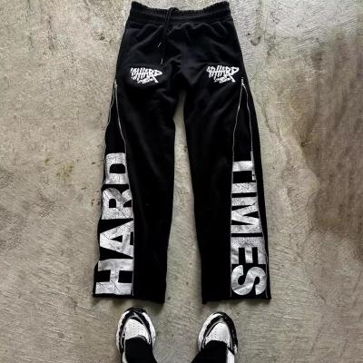 Zip Up Side Cotton French Terry Mens Sweatpants with Elastic Waist and Zipper Closure