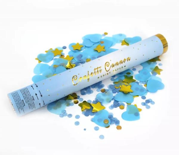 Gender Revel Party Shining Paper Popper Confetti Cannon Hot Foil Stamping Label