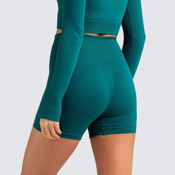 Seamless sports solid color tight shorts high waist elastic hip fast dry fitness yoga pants woman