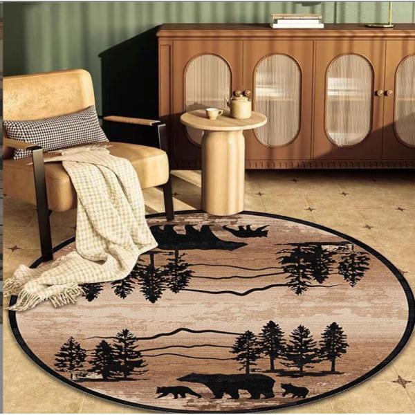 Round Ancient Polyester Fiber Living Room Floor Carpet Special Style
