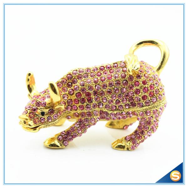 Wall Street Full Of Rhinestone Lucky Cattle Trinket Box Decoration Animal Trinket Box SCJ415
