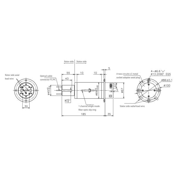 Канал интегрированного волокна оптически роторный совместный 1 с длиной волны 1310~1550nm
