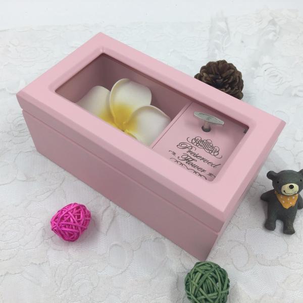 Romantic Lovely Wooden Musical Jewellery Box , Pink Wooden Jewelry Box With Lock And Key