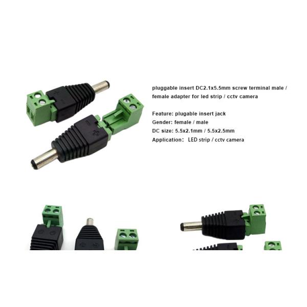Solderless Insert Male Female 2.1 X 5.5mm DC Jack Connector Power Terminal Plug Adapter for LED Strip CCTV Camera