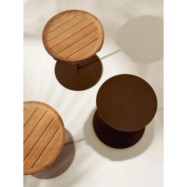 Plywood Small Side Coffee End Table Wooden Top Steel Base Tables For Lounge