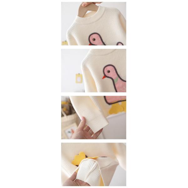Unisex 1M Children'S Sports Shirts White Long Sleeve Pullover Cartoon Duck