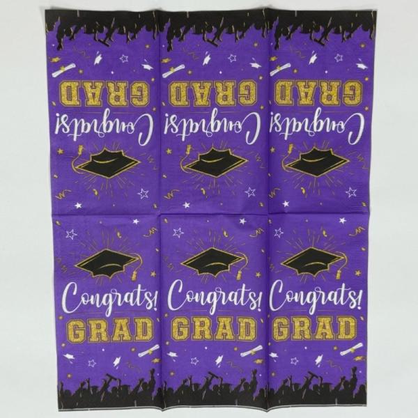 42×33cm Cocktail Paper Napkins 2Ply 1/6 Fold Purple Disposable Napkins
