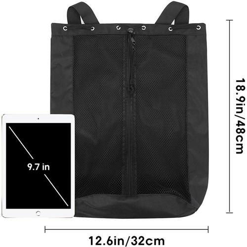 Mochila de ginástica com cordão dobrável personalizada preta para equipamento de natação para dança esportiva