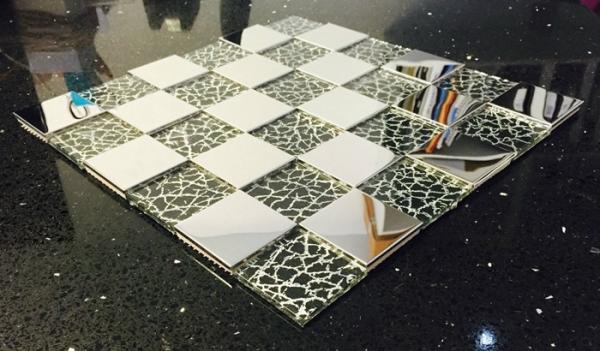 SS Square Metallic Mosaic Tiles Glass Sheets For Kitchen Countertop