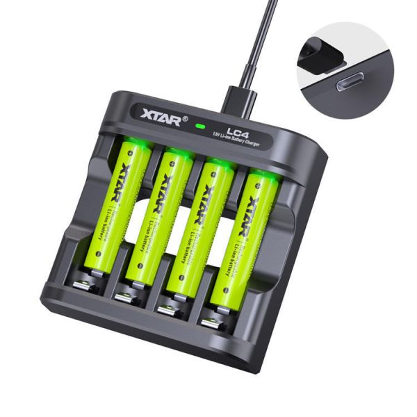 XTAR LC4 AA Battery Charger 4 Port USB C AAA Alkaline Battery Charger