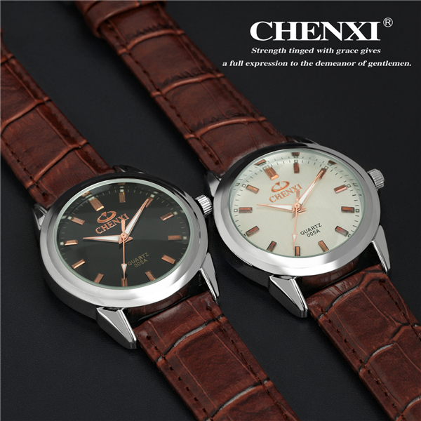 Guangzhou Watch Supplier Stainless Steel Case Back Quartz Watch Leather Strap Watches Mens